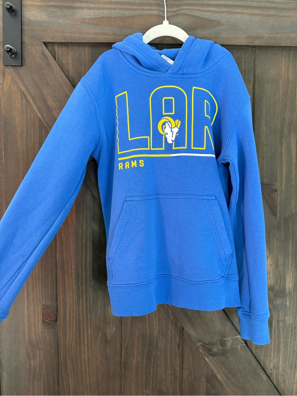 Nike Royal Blue Kids Las Angeles Rams Hoodie with Yellow Logo